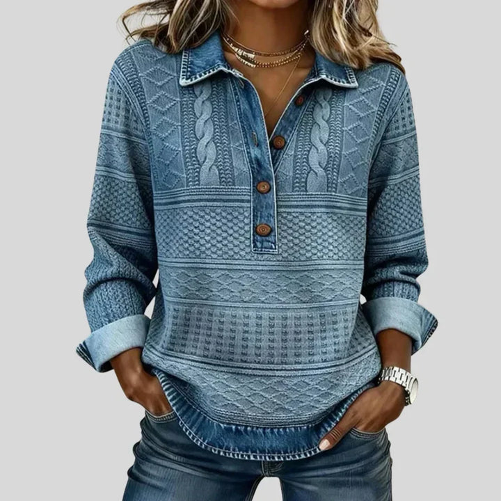Azalea vintage cable knit collared jumper for women