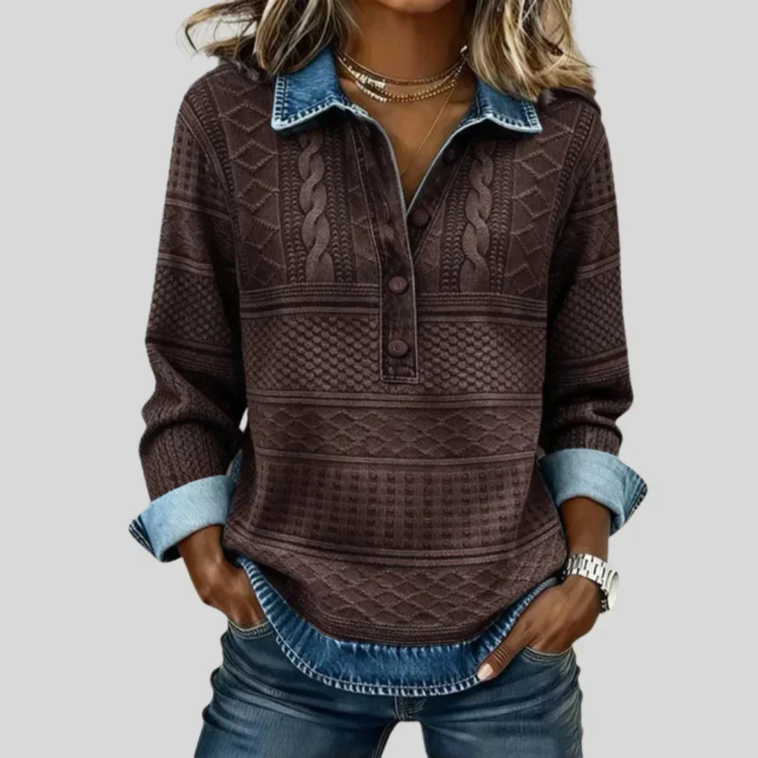 Azalea vintage cable knit collared jumper, styled look