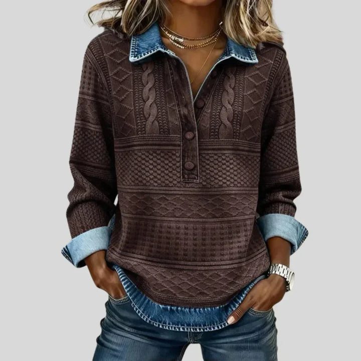 Azalea vintage cable knit collared jumper, styled look