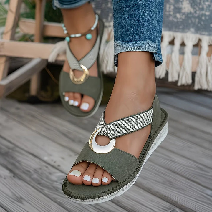 Skybar | Flat Sandals With Metal Buckle