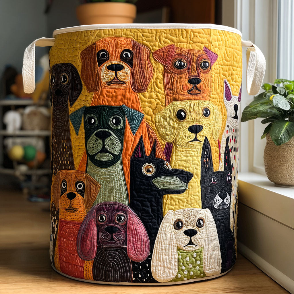 Primrose Hill Dogs quilted laundry basket