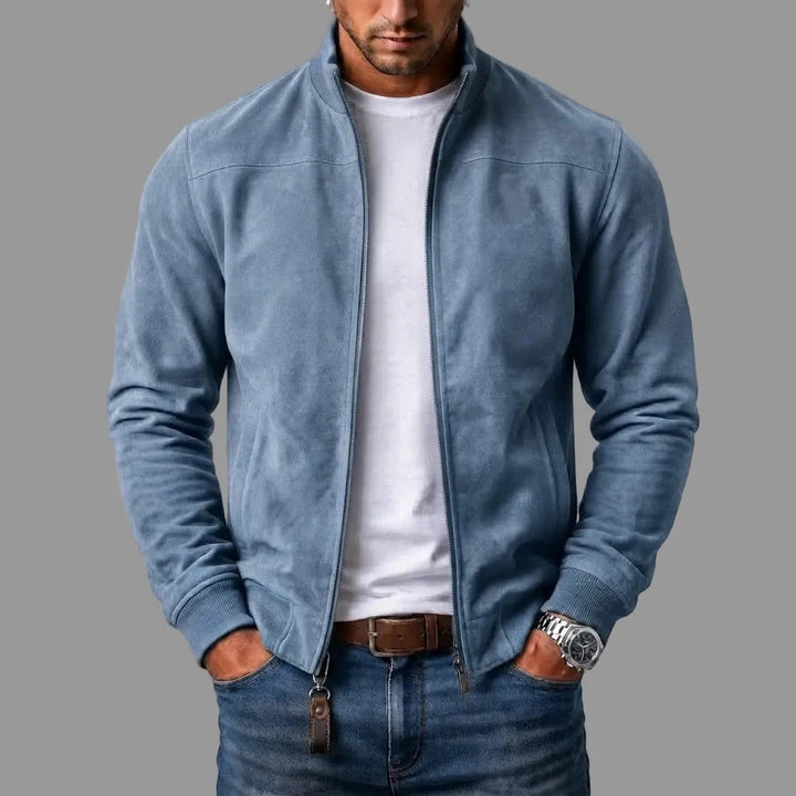 Harrison blue suede bomber jacket for men