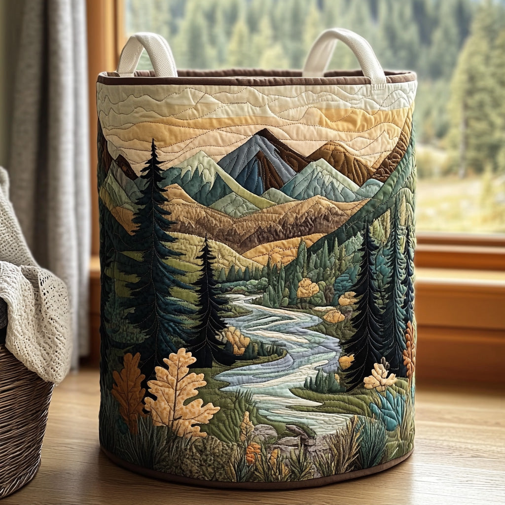 Highland Stream Bear quilted laundry basket