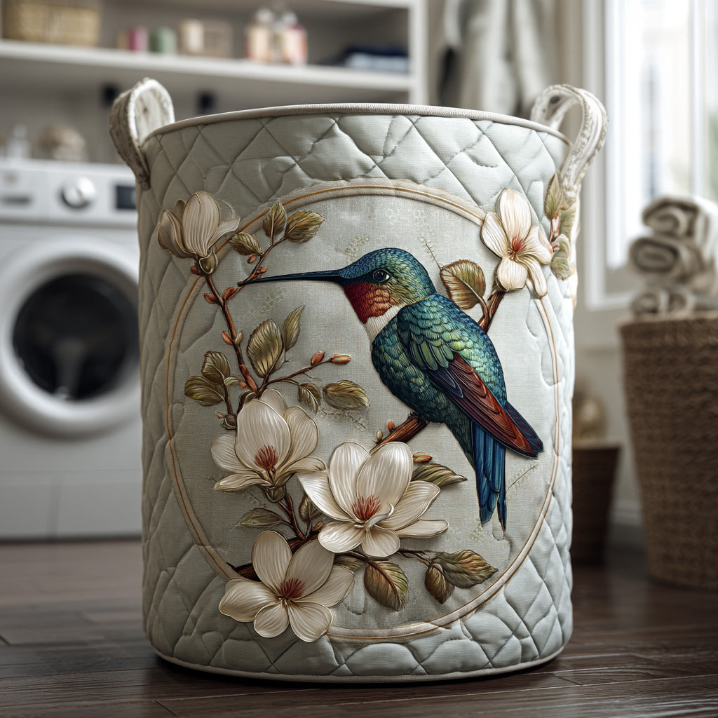 Lacework Hummingbird quilted laundry basket