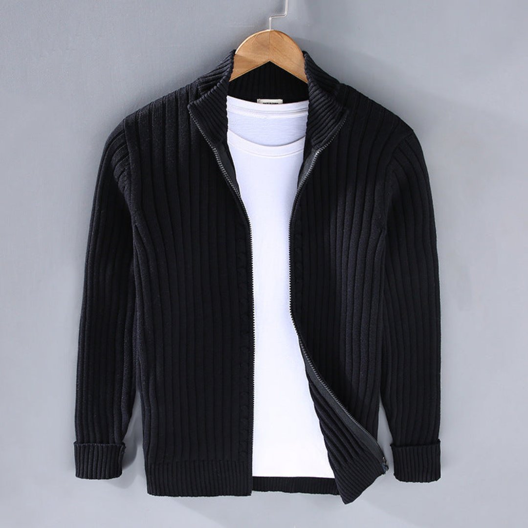 Tony - Ribbed Zip Cardigan