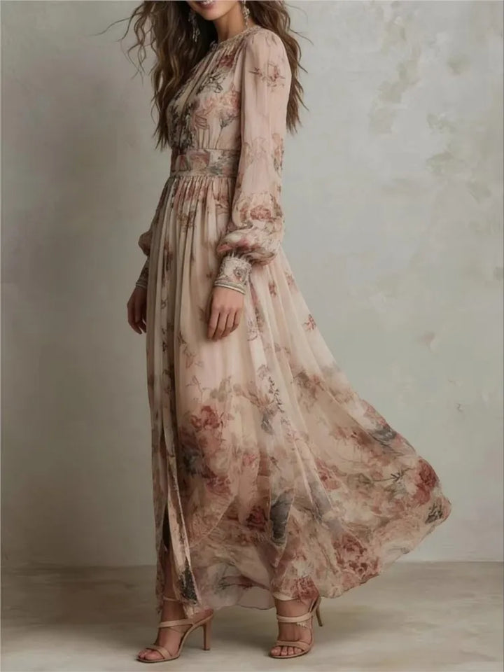 Rovies | Vintage Floral Pleated Maxi Dress
