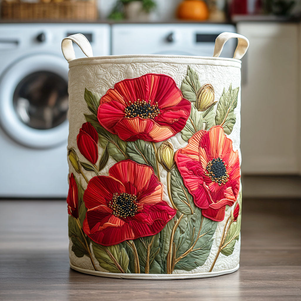 Norfolk Poppy Field quilted laundry basket