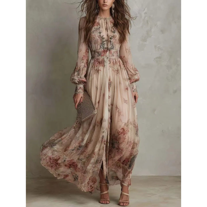 Rovies | Vintage Floral Pleated Maxi Dress
