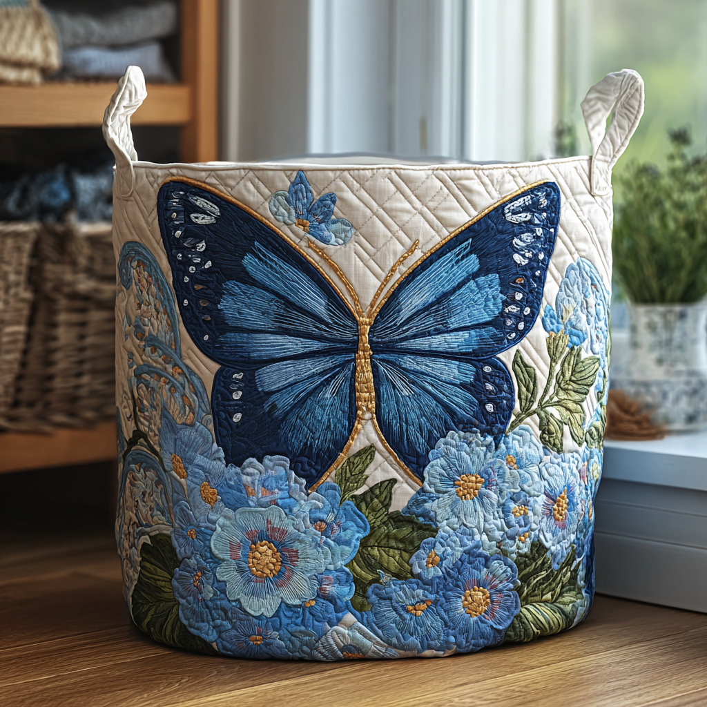 Hampshire Butterfly Garden quilted laundry basket