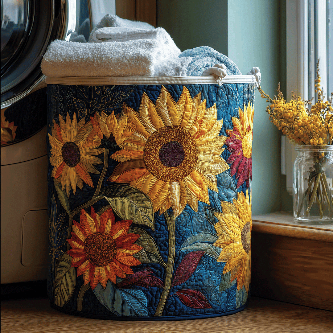 Suffolk Sunflower quilted laundry basket
