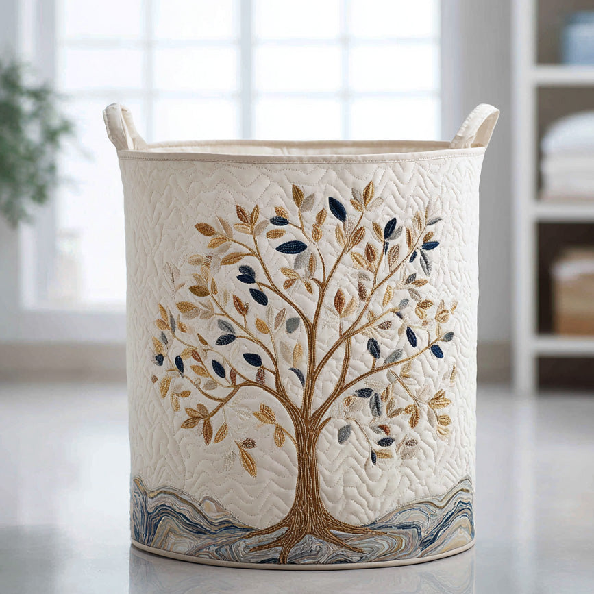 Hawthorn Tree of Life quilted laundry basket