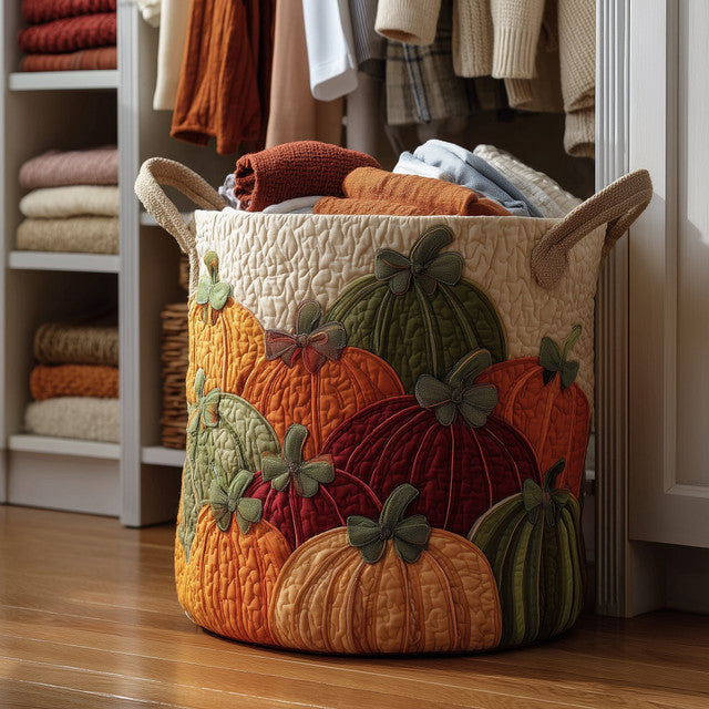 Harvest Pumpkin quilted laundry basket