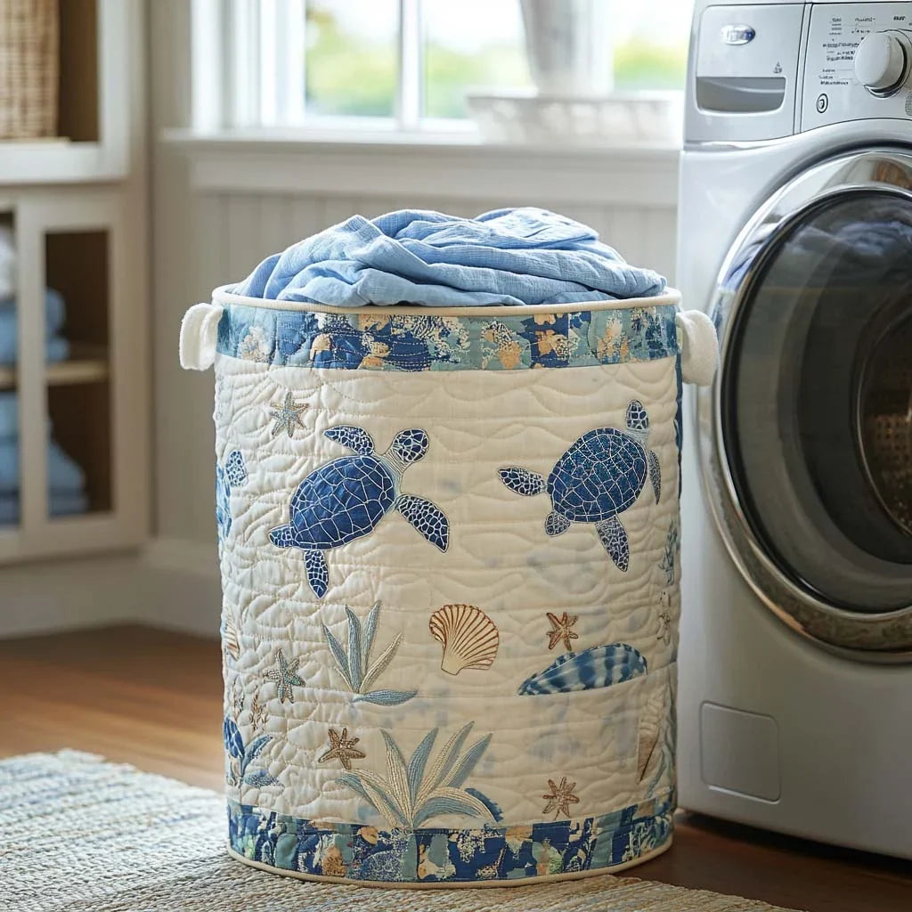 Scilly Isles Turtle quilted laundry basket