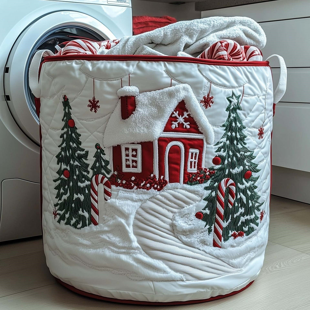 Sugar Plum Cottage quilted laundry basket