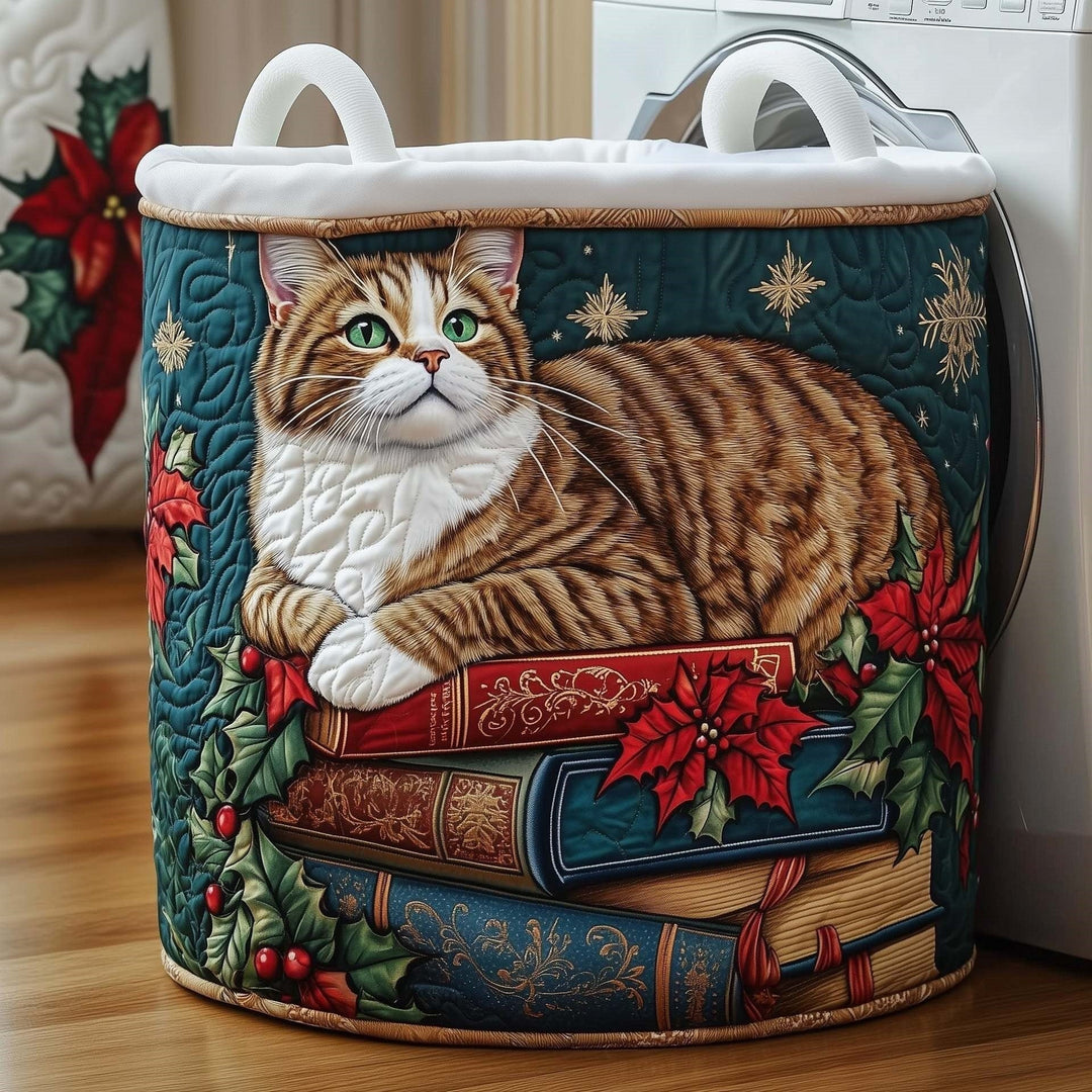 Fireside Story Cat quilted laundry basket