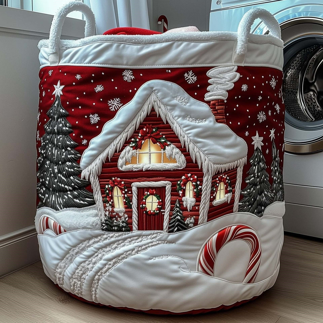 Yuletide Log Cabin quilted laundry basket