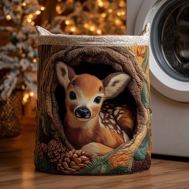 Sherwood Deer quilted laundry basket