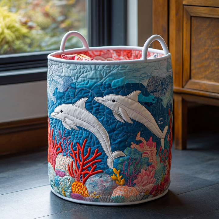 Dolphin Bay quilted laundry basket