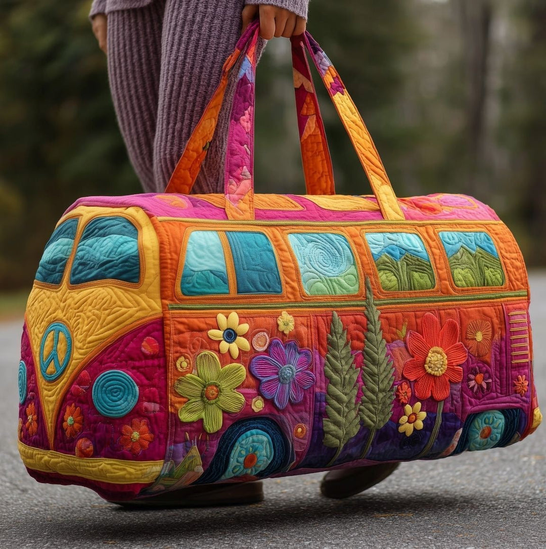 Kew Petals camper van quilted weekend bag