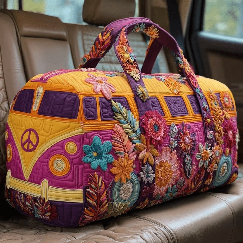 Cottage Flora purple and yellow floral camper van quilted weekend bag