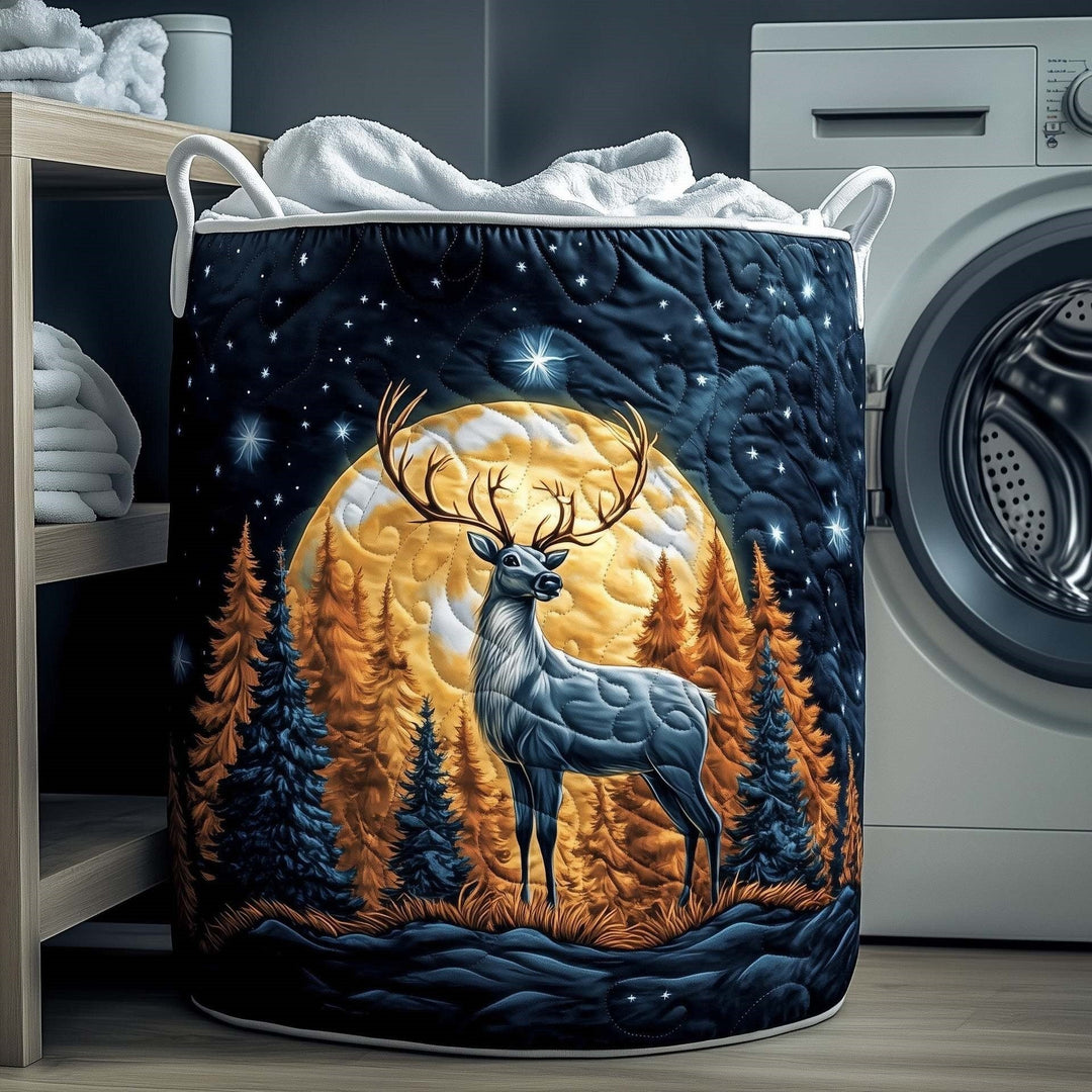 Moonlight Reindeer quilted laundry basket