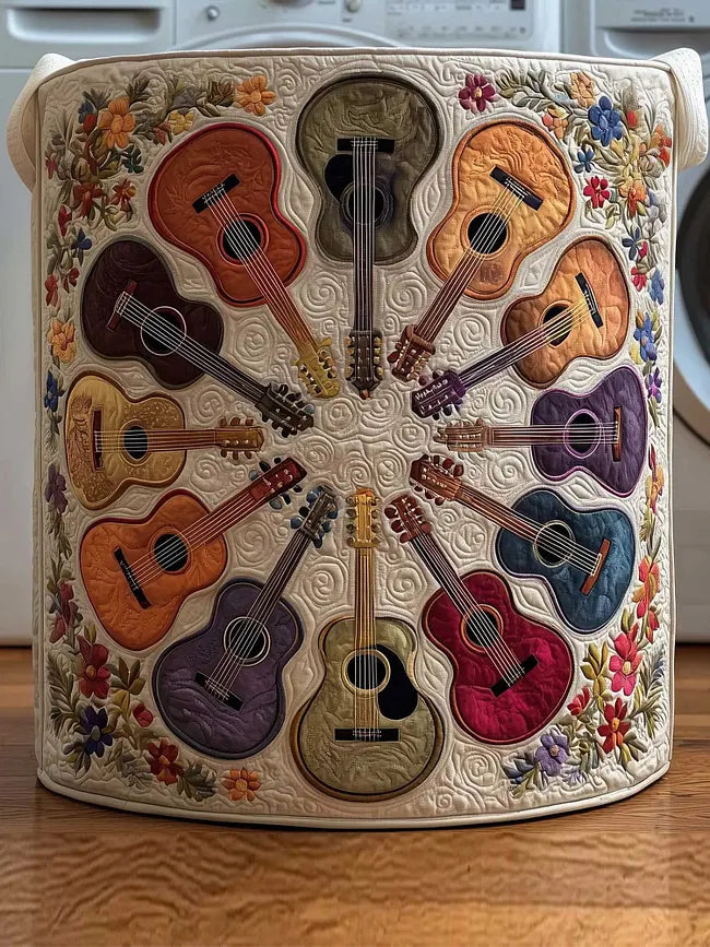 Acoustic Guitar quilted laundry basket