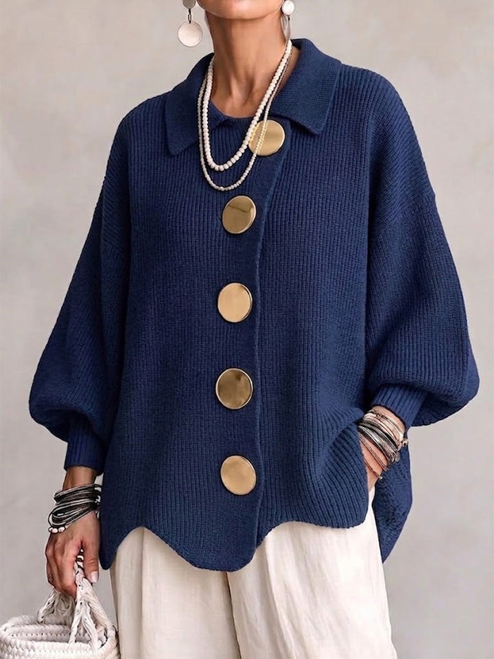 Maria chunky knit cardigan with gold buttons
