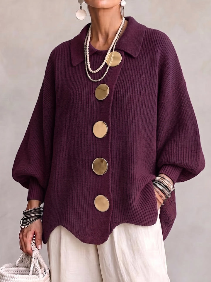 Maria oversized collared cardigan front view