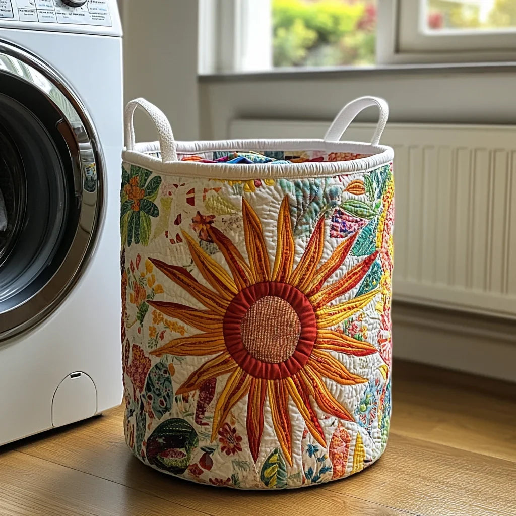 Patchwork Sunshine quilted laundry basket