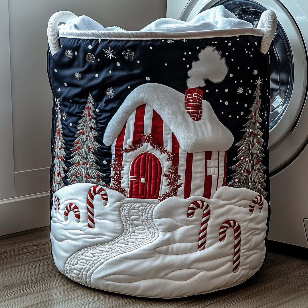 Candy Stripe Lane quilted laundry basket