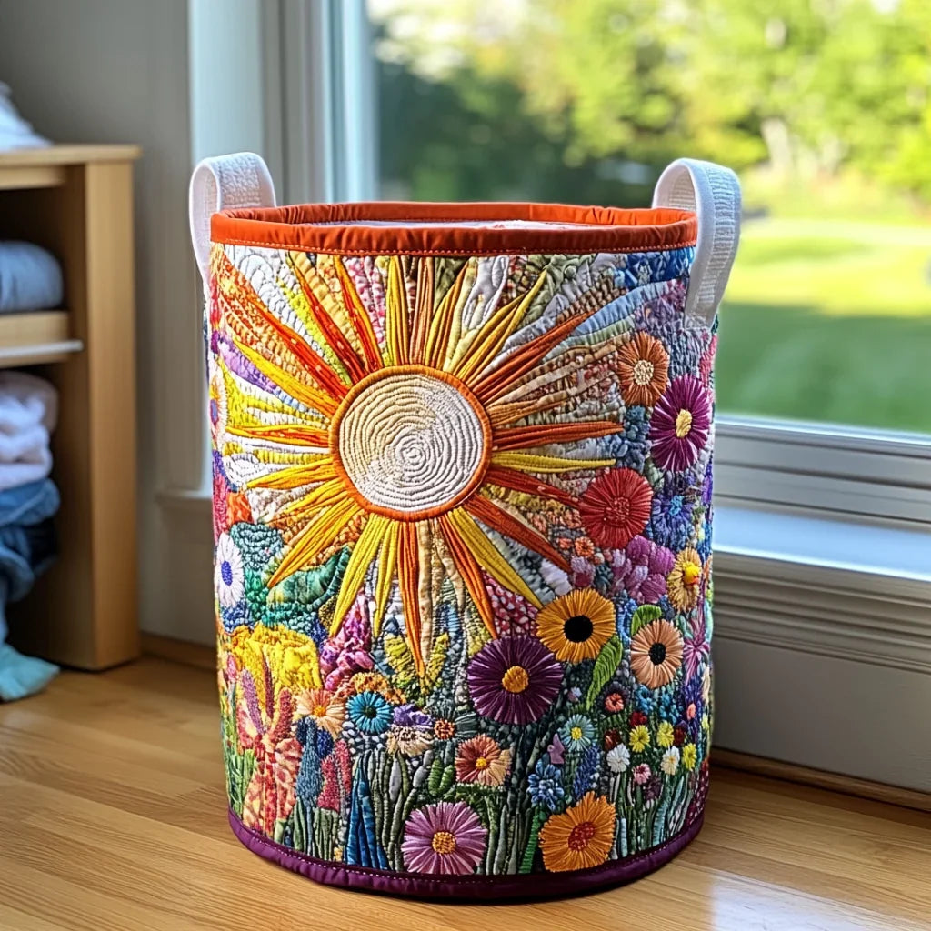 Summer Fête Flowers quilted laundry basket