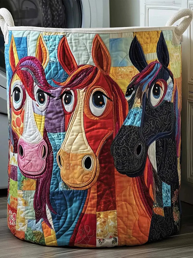 Painted Pony quilted laundry basket